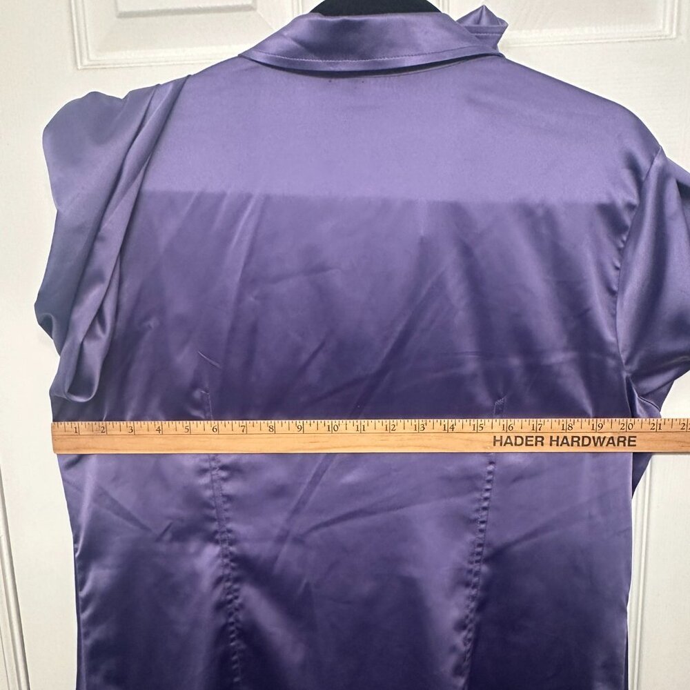 Worthington Women Cuffed Long Sleeve Purple Satin XL - Picture 5 of 10